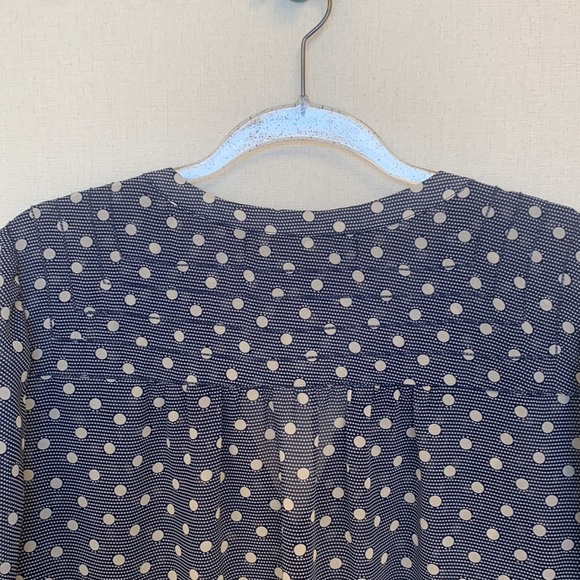 Max Studio Navy/White Polkadot Blouse • Sz L - Picture 5 of 11